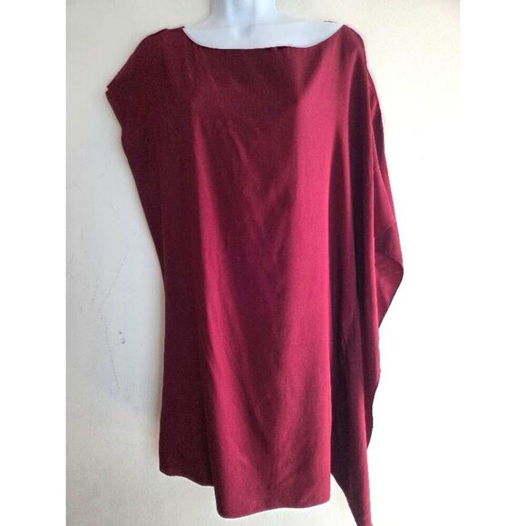Ramy Brook "Marci" Dark Wine Red Silk Side Drape Satin Dresss size Medium - Picture 1 of 9